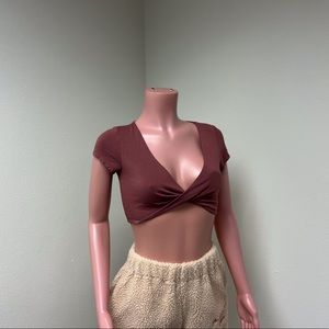 Pink twist crop top